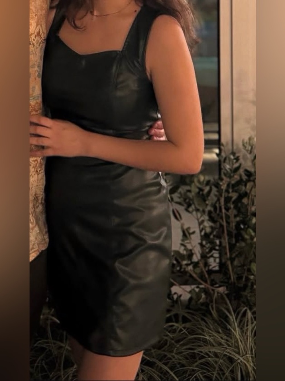 Altar'd State Dark Green Faux Leather Tank Dress